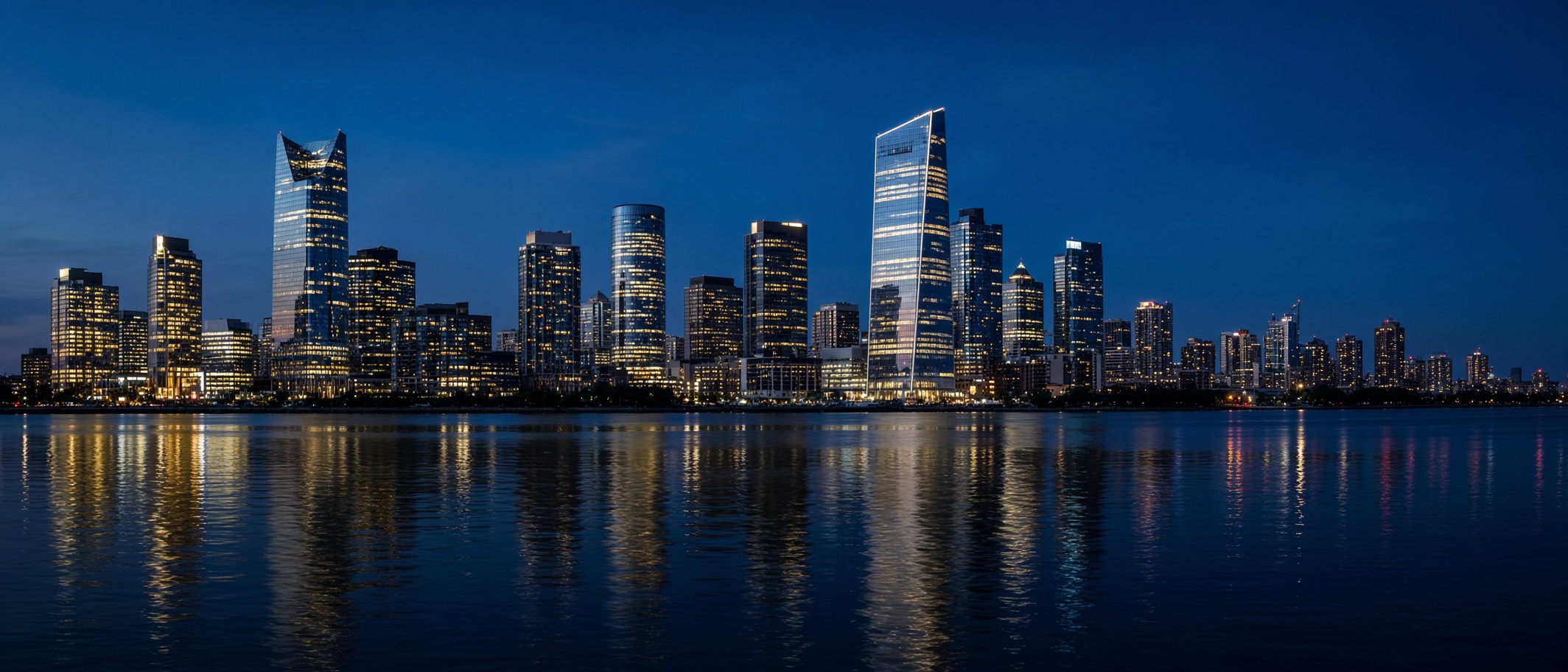 City skyline at dusk